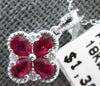 SMALL .74CT DIAMOND & AAA RUBY 18KT WHITE GOLD PEAR SHAPE 4 LEAF CLOVER PENDANT