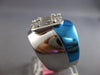 EXTRA LARGE .93CT DIAMOND & BLUE ENAMEL 18KT WHITE GOLD CLUSTER UNISEX FUN RING