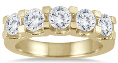 2.0CT DIAMOND 14KT YELLOW GOLD 3D ROUND 5 STONE LUCIDA WEDDING ANNIVERSARY RING