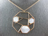 LARGE .25CT DIAMOND & AAA MOTHER OF PEARL 14KT ROSE GOLD 3D OCTAGON FUN NECKLACE