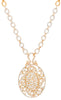 ESTATE LARGE 12.43CT DIAMOND 18KT ROSE GOLD OVAL FILIGREE LARIAT LOVE NECKLACE
