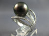 LARGE .50CT DIAMOND & AAA TAHITIAN PEARL 14KT WHITE GOLD CRISS CROSS SWIRL RING