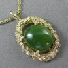 ANTIQUE LARGE 14KT YELLOW GOLD SOLITAIRE AAA OVAL JADE FILIGREE PENDANT #22662