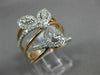ESTATE LARGE .69CT DIAMOND 14KT WHITE & ROSE GOLD LEAF MULTI ROW FLOWER FUN RING