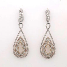 LARGE 1.69CT DIAMOND 18KT WHITE GOLD 3D MULTI ROW INFINITY TEAR DROP EARRINGS