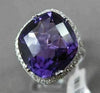 ANTIQUE LARGE 10.01CTW DIAMOND & AAA AMETHYST 14KT WHITE GOLD 3D FILIGREE RING