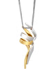ESTATE .62CT DIAMOND 18KT 2 TONE GOLD 3D DOUBLE SWIRL SIGNATURE FLOATING PENDANT