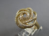 ESTATE LARGE 1.05CT DIAMOND 14KT YELLOW GOLD CLASSIC MULTI ROW FLOWER LOVE RING