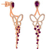 ESTATE 1.61CT DIAMOND & AAA RUBY 14KT ROSE GOLD BUTTERFLY FUN HANGING EARRINGS