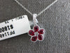1CT DIAMOND & AAA RUBY 18K WHITE GOLD PEAR SHAPE CLASSIC FLOWER FILIGREE PENDANT