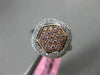 ESTATE WIDE .83CT DIAMOND 18K WHITE & ROSE GOLD 3D HEXAGON CLUSTER FILIGREE RING