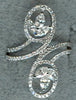 1.15CT DIAMOND 14KT WHITE GOLD 3D MARQUISE & ROUND FLORAL CRISS CROSS FUN RING