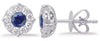 1.09CT DIAMOND & AAA SAPPHIRE 14KT WHITE GOLD 3D FLOWER FILIGREE STUD EARRINGS