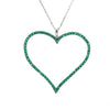 EXTRA LARGE 2.99CT AAA EMERALD 14KT WHITE GOLD OPEN HEART LOVE FLOATING PENDANT