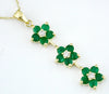 1.40CT DIAMOND & AAA EMERALD 14KT YELLOW GOLD 3D MULTI FLOWER FLOATING PENDANT