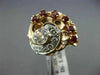 ANTIQUE 1.45CT DIAMOND & RUBY 14KT ROSE & WHITE GOLD FLOWER COCKTAIL RING #1968