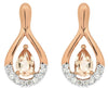 .82CT DIAMOND & AAA MORGANITE 14KT ROSE GOLD PEAR SHAPE & ROUND HANGING EARRINGS