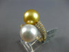 LARGE .93CT DIAMOND & AAA WHITE & GOLDEN SOUTH SEA PEARL 18K YELLOW GOLD 3D RING