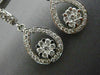 ESTATE .58CT DIAMOND 14K WHITE GOLD 3D FLOWER PEAR SHAPE HUGGIE HANGING EARRINGS