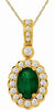 .95CT DIAMOND & AAA EMERALD 14K YELLOW GOLD OVAL & ROUND FLOWER FLOATING PENDANT