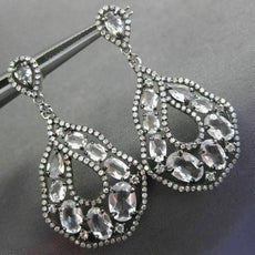 ESTATE LARGE .81CT DIAMOND & WHITE SAPPHIRE 14KT WHITE GOLD 3D HANGING EARRINGS