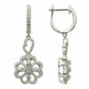 ESTATE .84CT DIAMOND 18KT WHITE GOLD OPEN FLOWER HEART CLASSIC HANGING EARRINGS