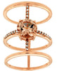 ESTATE 1.18CT DIAMOND & AAA MORGANITE 14KT ROSE GOLD 3D ROUND FUN TRIPLE RING