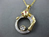 .15CT DIAMOND & AAA RUBY 14K YELLOW GOLD CIRCULAR HAPPY PANTHER FLOATING PENDANT