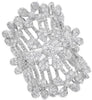 EXTRA LARGE 3.34CT DIAMOND 18KT WHITE GOLD MULTI FLOWER FILIGREE COCKTAIL RING
