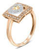 ESTATE .16CT DIAMOND 14KT 2 TONE GOLD 3D OPEN HEART SOLITAIRE SQUARE LOVE RING