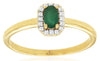 .22CT DIAMOND & AAA EMERALD 14KT YELLOW GOLD OVAL & ROUND HALO HEXAGON LOVE RING