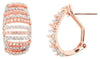 WIDE .86CT DIAMOND 14KT ROSE GOLD 3D MULTI ROW SEMI CIRCULAR HANGING EARRINGS