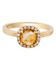 ESTATE .12CT DIAMOND & AAA CITRINE 18K YELLOW GOLD CUSHION & ROUND HALO FUN RING