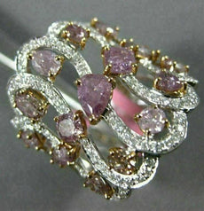 EXTRA LARGE 3.15CT WHITE & PINK DIAMOND 18K WHITE & ROSE GOLD ANNIVERSARY RING