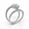 EXTRA LARGE 3.19CT DIAMOND & AAA PARAIBA TOURMALINE 18KT WHITE GOLD 3D LOVE RING
