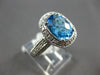 LARGE 3.49CT DIAMOND & AAA BLUE TOPAZ 14KT WHITE GOLD FILIGREE ENGAGEMENT RING