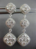 ESTATE 2.60CT DIAMOND 14KT WHITE GOLD 3D SQUARE ETOILE FILIGREE HANGING EARRINGS