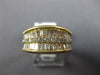 LARGE 1.0CT DIAMOND 14KT YELLOW GOLD 3D ROUND & BAGUETTE 3 ROW ANNIVERSARY RING