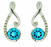 .99CT DIAMOND & AAA BLUE TOPAZ 14KT WHITE GOLD ROUND INFINITY HANGING EARRINGS