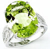 LARGE 10.26CT DIAMOND & AAA LEMON QUARTZ 14K WHITE GOLD OVAL & ROUND SUMMER RING