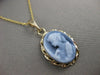 ESTATE 14K YELLOW GOLD BLUE AGATE GIRL WITH PEARLS CAMEO PENDANT + CHAIN #21501