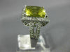 EXTRA LARGE 4.60CT DIAMOND & AAA GREEN AMETHYST 14KT WHITE GOLD 3D PRINCESS RING