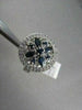 ANTIQUE  WIDE 1.15CT DIAMOND & AAA BLUE SAPPHIRE 14KT WHITE GOLD 3D FLOWER RING