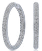 ESTATE .91CT DIAMOND 14KT WHITE GOLD 3 ROW PAVE INSIDE OUT HOOP HANGING EARRINGS