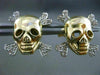 ESTATE .20CT DIAMOND 14K WHITE YELLOW GOLD PIRATE SKULL SCREW BACK STUD EARRINGS