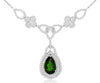 LARGE 4.55CT DIAMOND & AAA RUSSALITE 14KT WHITE GOLD PEAR SHAPE FLORAL NECKLACE