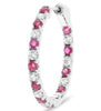 1.73CT DIAMOND & AAA RUBY 14KT WHITE GOLD 3D INSIDE OUT HOOP HANGING EARRINGS