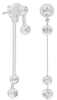 .15CT DIAMOND 14K WHITE GOLD 3D ROUND BEZEL BY THE YARD 4 STONE HANGING EARRINGS