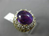 ANTIQUE LARGE 8.34CT DIAMOND & AAA AMETHYST 18K TWO TONE GOLD 3D OVAL RING #2624
