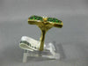 ESTATE LARGE 1.05CT DIAMOND & AAA TSAVORITE 14KT YELLOW GOLD 3D FLOWER LOVE RING